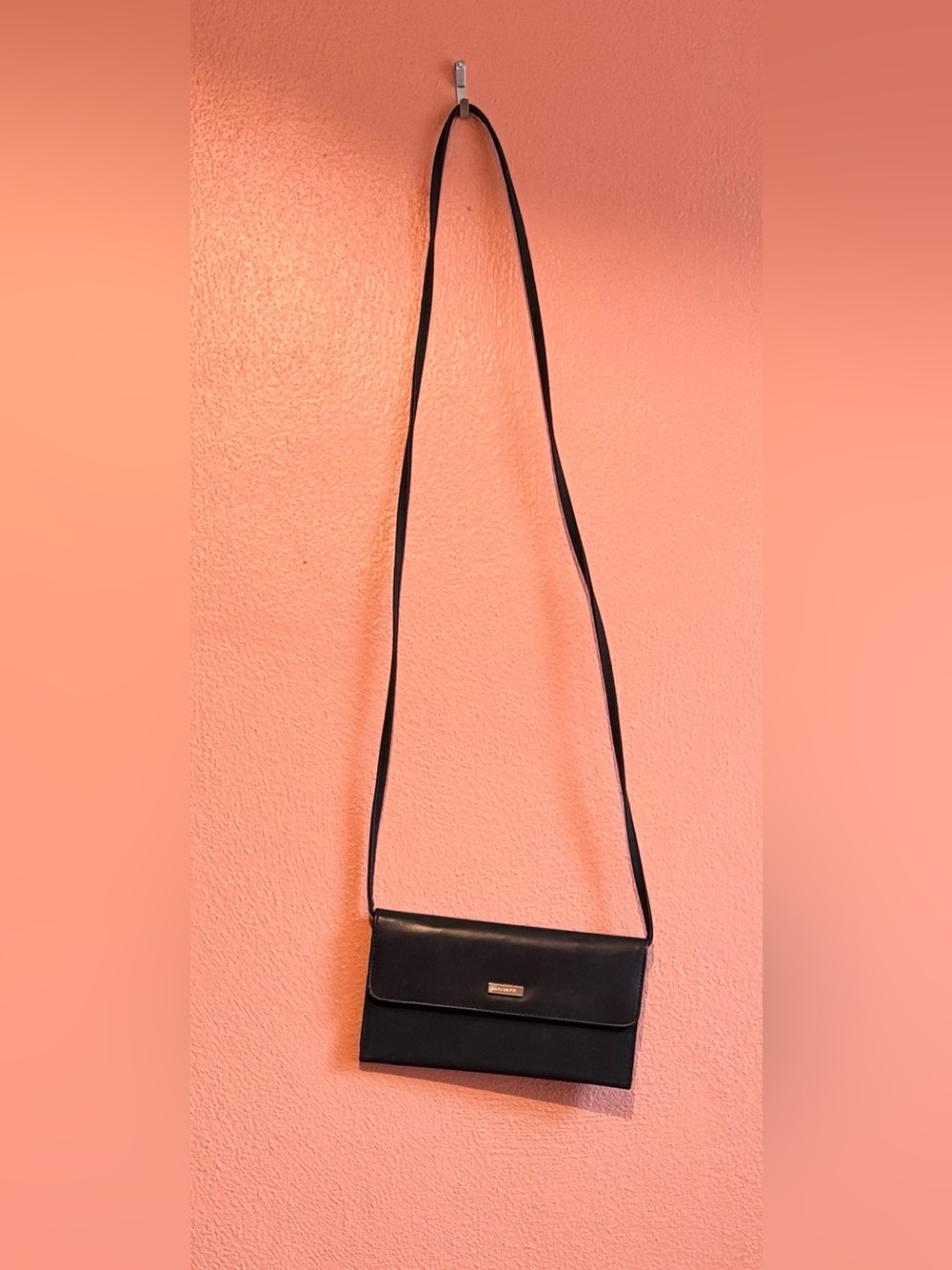 Rosetti Black Leather Crossbody Wallet Bag